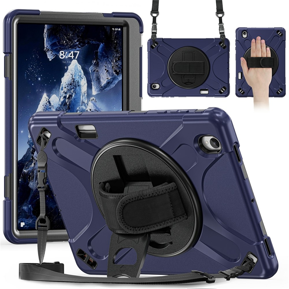 Strap strapabíró tok kézfogantyúval és vállpánttal a Samsung Galaxy Tab S12+ készülékhez – sötétkék