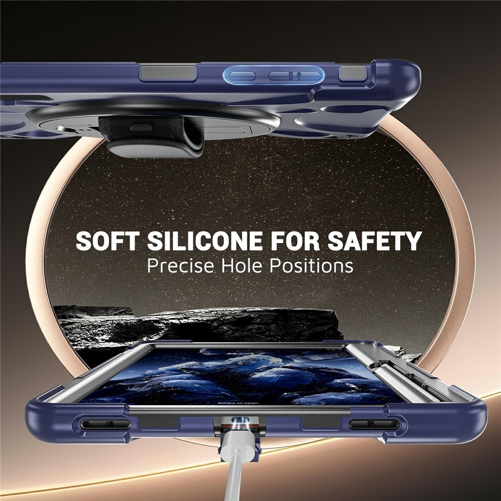 Strap strapabíró tok kézfogantyúval és vállpánttal a Samsung Galaxy Tab S12+ készülékhez – sötétkék
