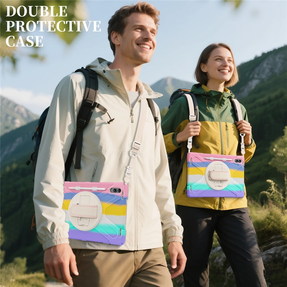 Strap strapabíró tok kézfogantyúval és vállpánttal a Samsung Galaxy Tab S12 Ultra/S11 Ultra készülékhez – színes csíkokkal