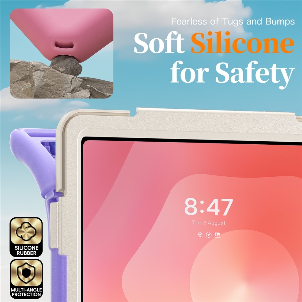 Strap strapabíró tok kézfogantyúval és vállpánttal a Samsung Galaxy Tab S12 Ultra/S11 Ultra készülékhez – színes csíkokkal