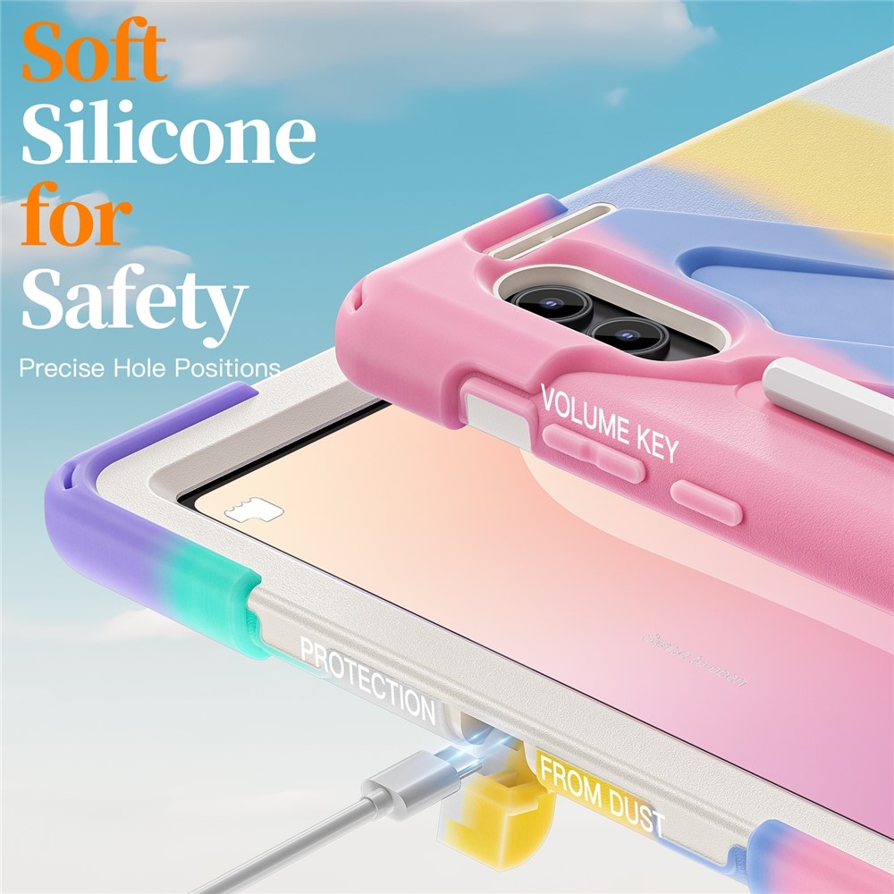 Strap strapabíró tok kézfogantyúval és vállpánttal a Samsung Galaxy Tab S12 Ultra/S11 Ultra készülékhez – színes csíkokkal