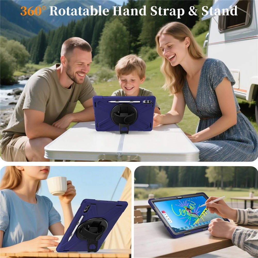 Strap strapabíró tok kézfogantyúval és vállpánttal a Samsung Galaxy Tab S12 Ultra/S11 Ultra készülékhez – kék