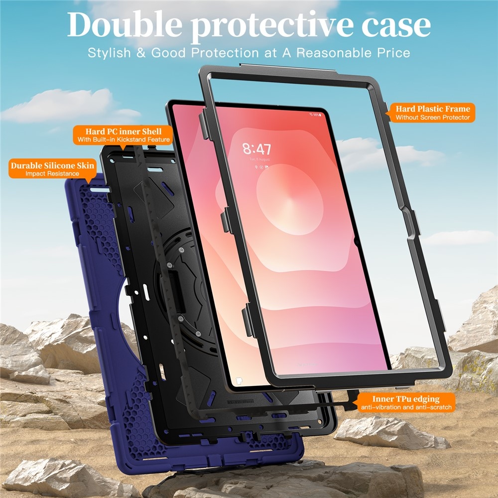 Strap strapabíró tok kézfogantyúval és vállpánttal a Samsung Galaxy Tab S12 Ultra/S11 Ultra készülékhez – kék