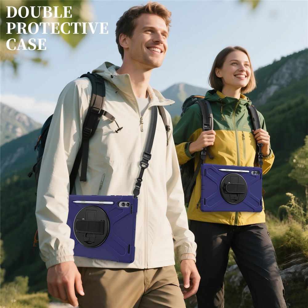 Strap strapabíró tok kézfogantyúval és vállpánttal a Samsung Galaxy Tab S12 Ultra/S11 Ultra készülékhez – kék