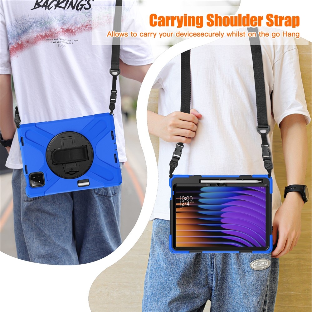 Strapabíró huzat kéztartóval és vállpánttal Xiaomi Pad 8/8 Pro/7/7/7 Pro készülékhez - kék