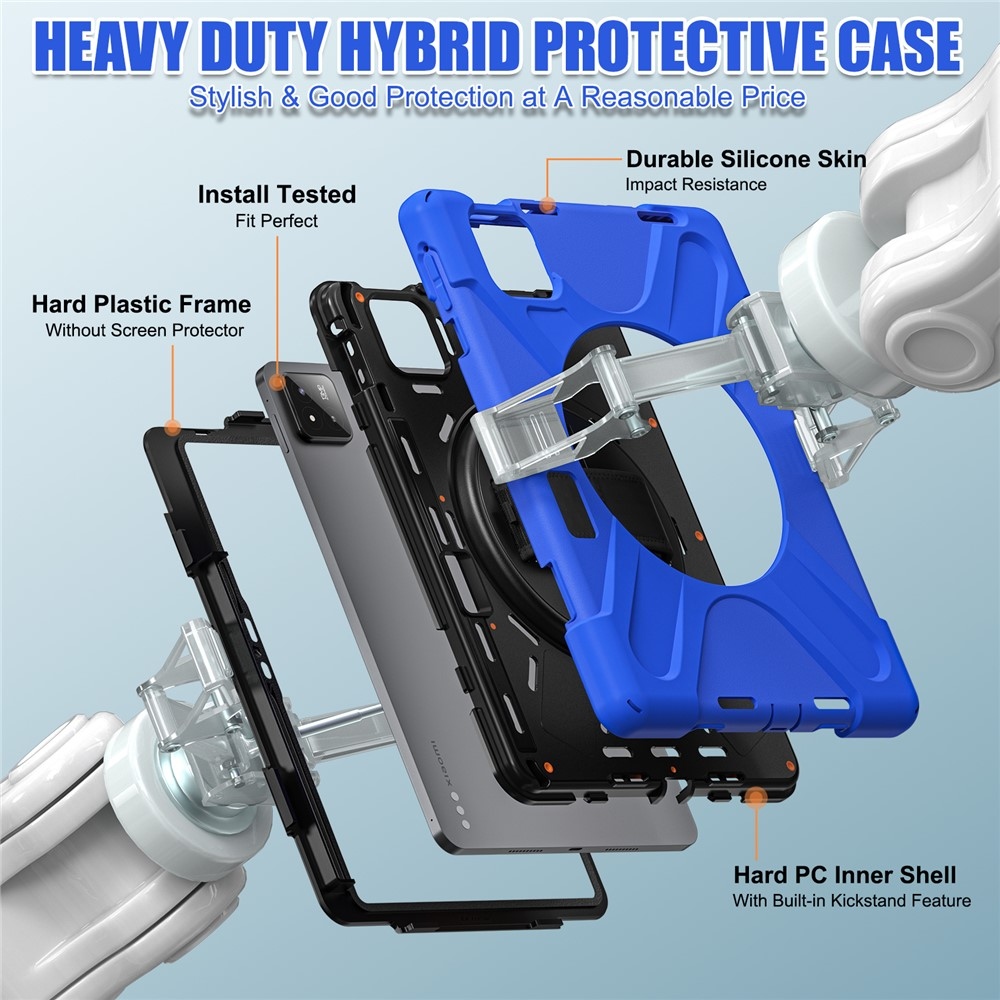 Strapabíró huzat kéztartóval és vállpánttal Xiaomi Pad 8/8 Pro/7/7/7 Pro készülékhez - kék