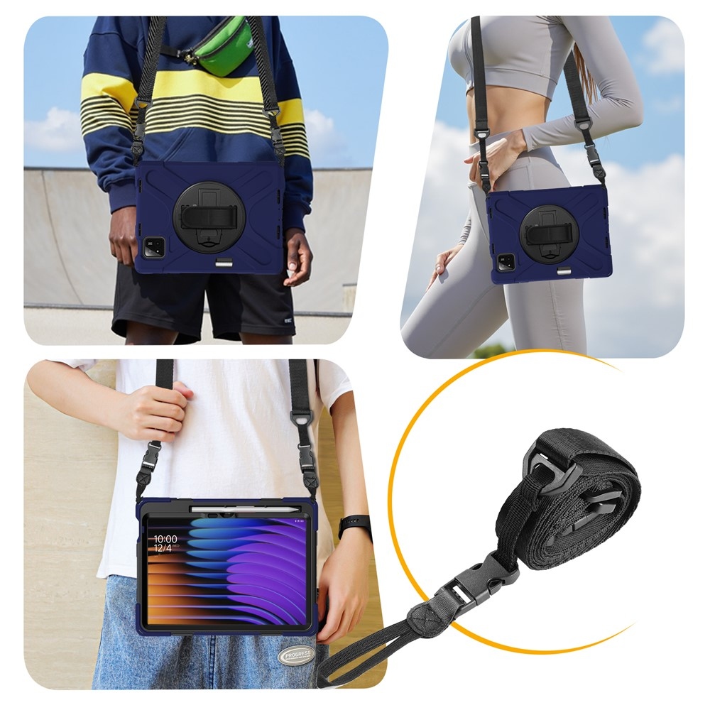 Strapabíró huzat kéztartóval és vállpánttal Xiaomi Pad 8/8 Pro/7/7/7 Pro készülékhez - sötétkék