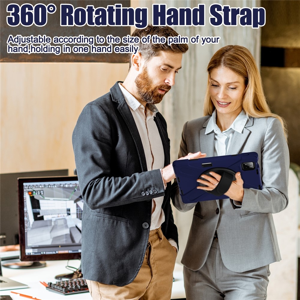 Strapabíró huzat kéztartóval és vállpánttal Xiaomi Pad 8/8 Pro/7/7/7 Pro készülékhez - sötétkék