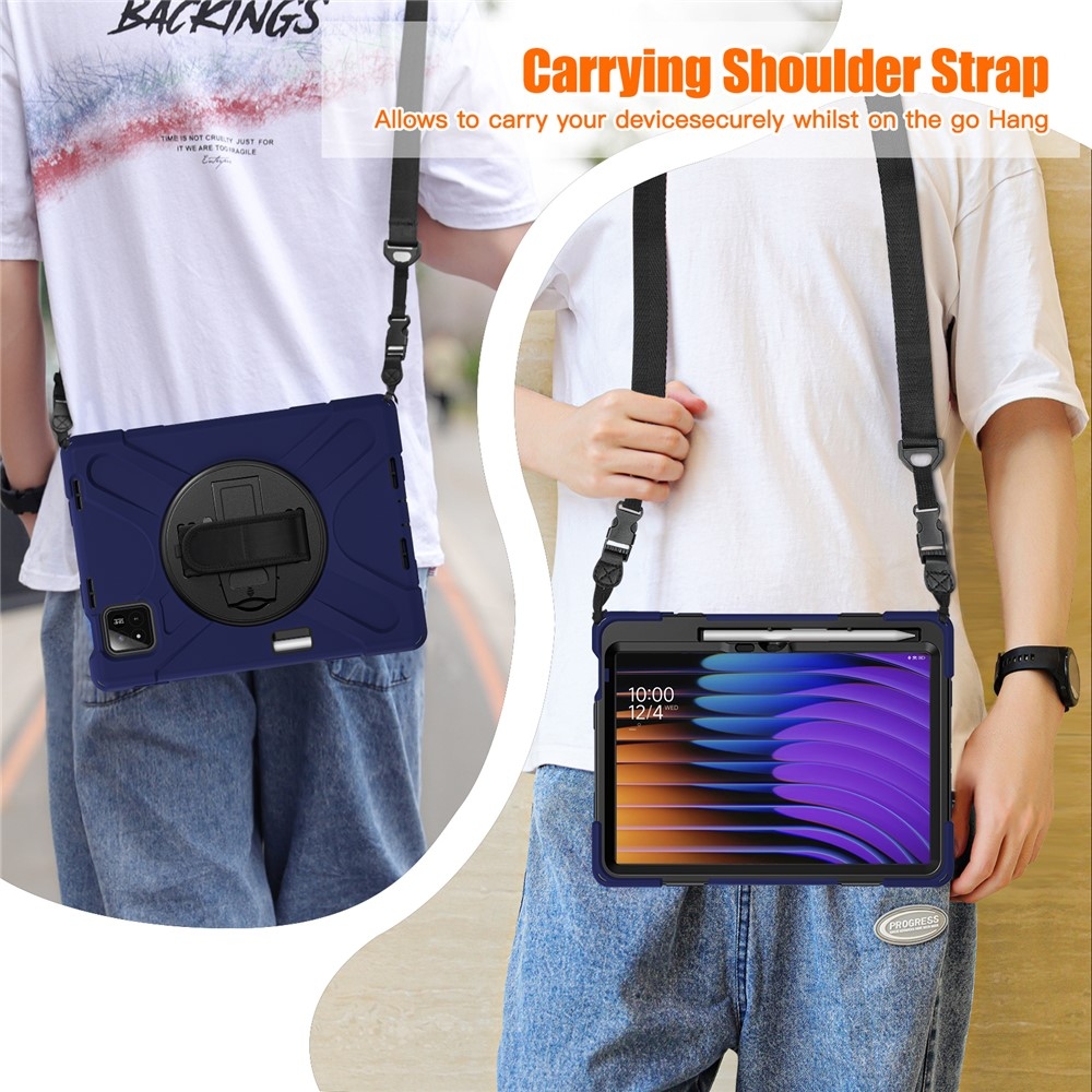 Strapabíró huzat kéztartóval és vállpánttal Xiaomi Pad 8/8 Pro/7/7/7 Pro készülékhez - sötétkék