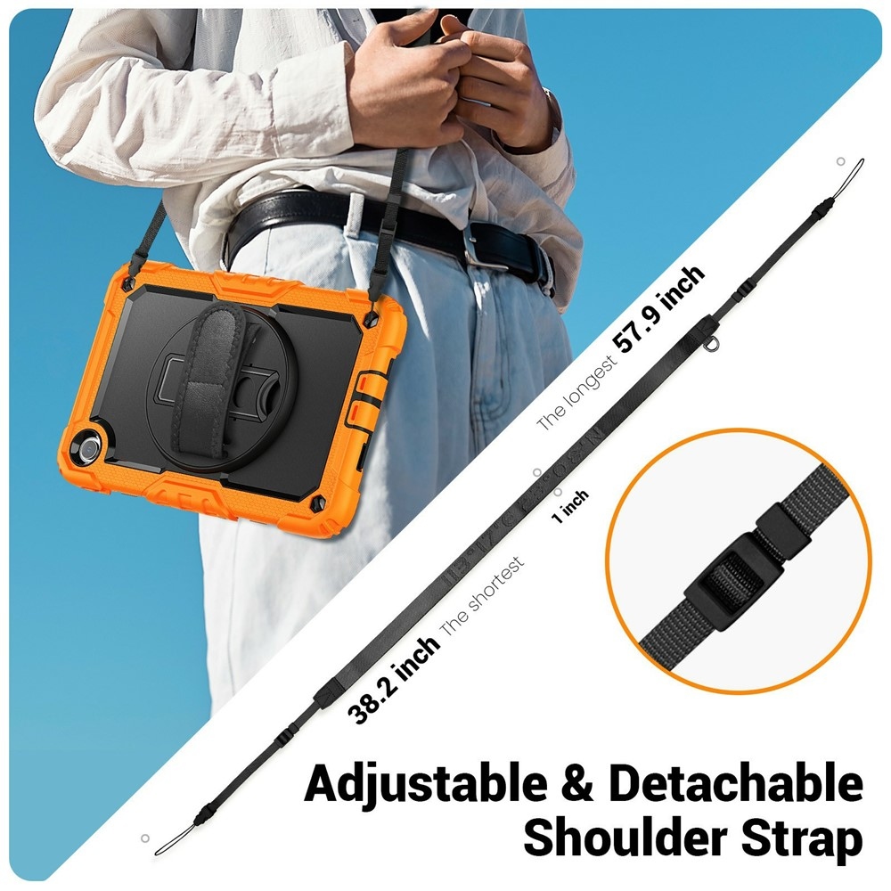 Strap strapabíró tok kéztartóval és vállpánttal a Xiaomi Redmi Pad 2 9,7-hez – narancssárga