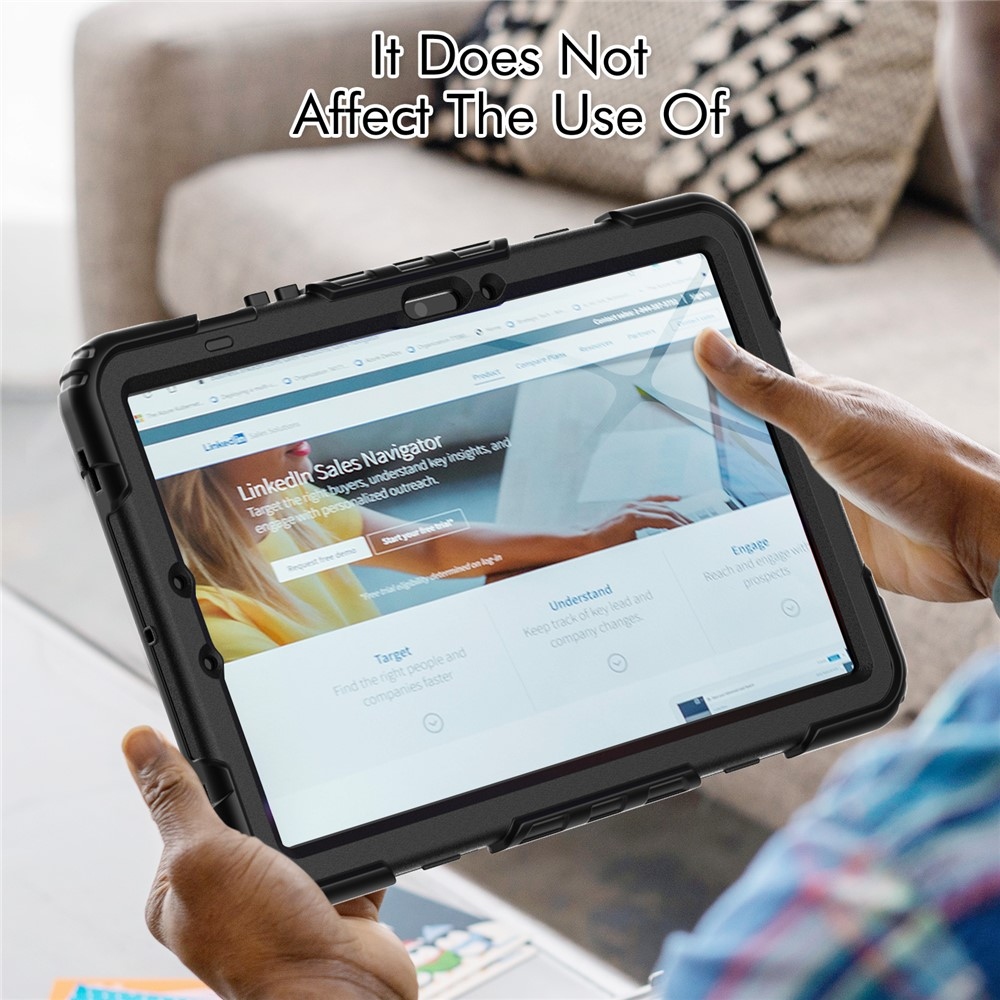 Strapabíró borító vállpánttal Samsung Galaxy Tab S10 Lite / S10 FE / S9 FE SM-X510 SM-X516B - fekete/fekete