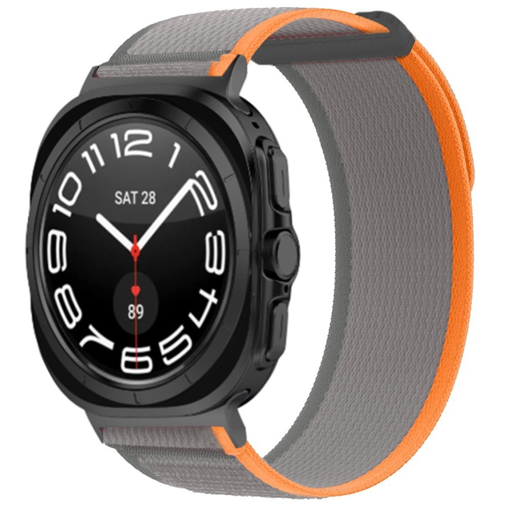Strappe nylon szíj a Samsung Galaxy Watch Ultra (2025) 47 mm-es modellhez – narancssárga/szürke
