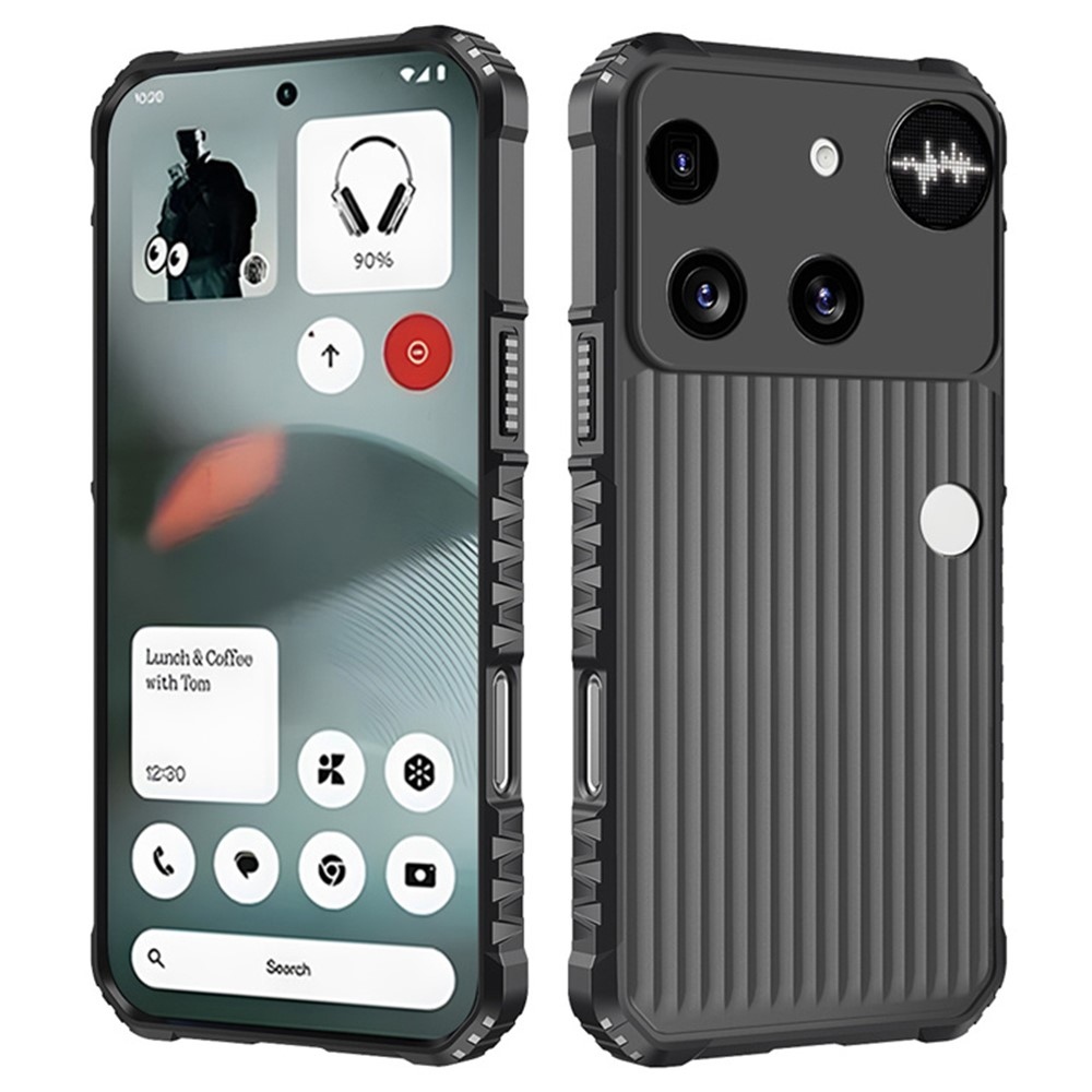 Csíkos tartós borító Nothing Phone (3) 5G telefonhoz - fekete