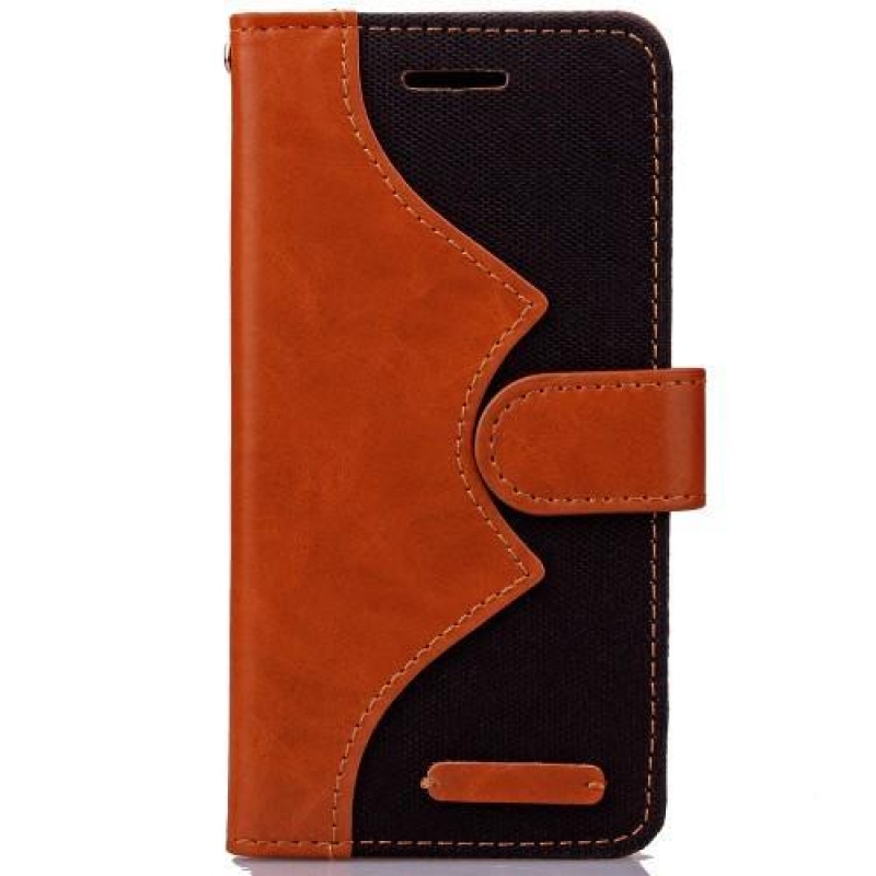 Stílus PU bőr/textil tok iPhone 6 Plus és iPhone 6s Plus készülékhez - fekete