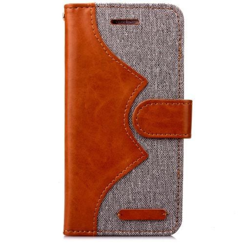 Stílus PU bőr/textil tok iPhone 6 Plus és iPhone 6s Plus készülékhez - szürke