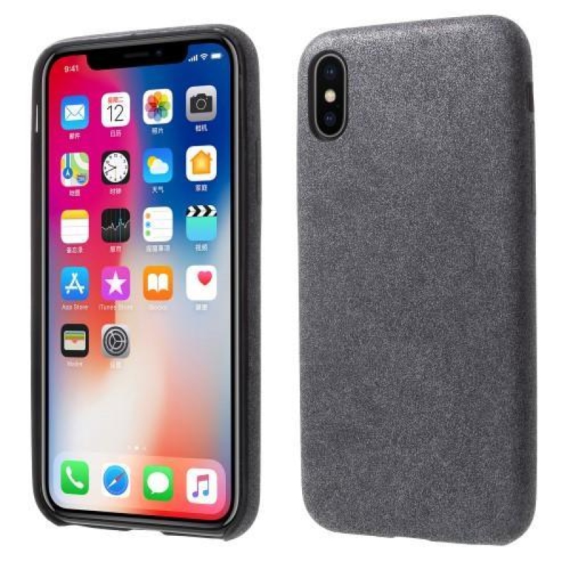 Stílus PU bőr műanyag tok iPhone X készülékhez - szürke