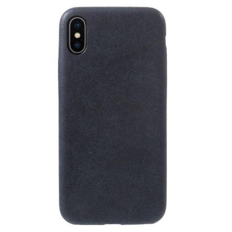 Stílus PU bőr műanyag tok iPhone X készülékhez - sötétkék