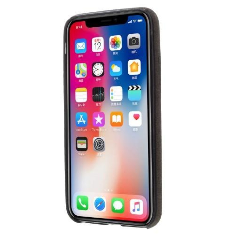 Stílus PU bőr műanyag tok iPhone X készülékhez - sötétszürke