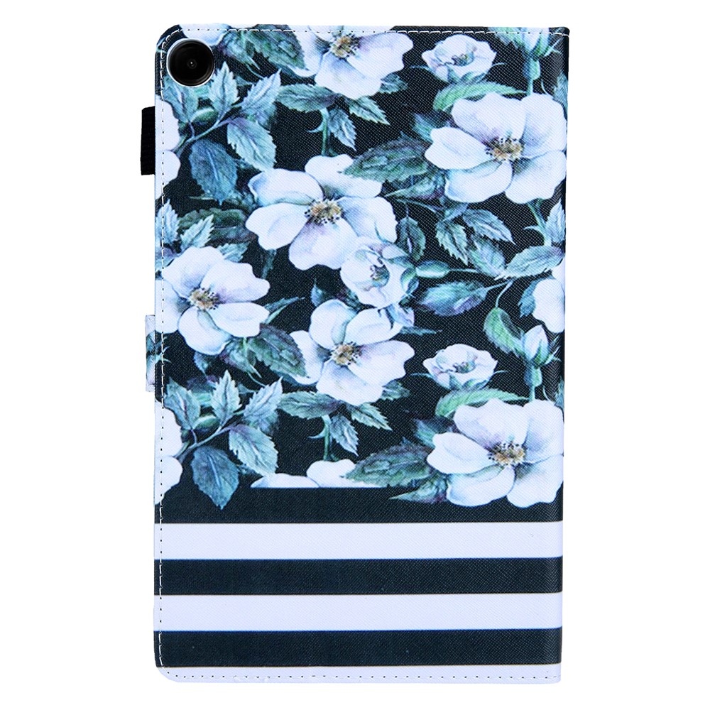 Elegáns, intelligens záró tok Samsung Galaxy Tab A11+/Tab A9+ készülékhez - fehér virágok