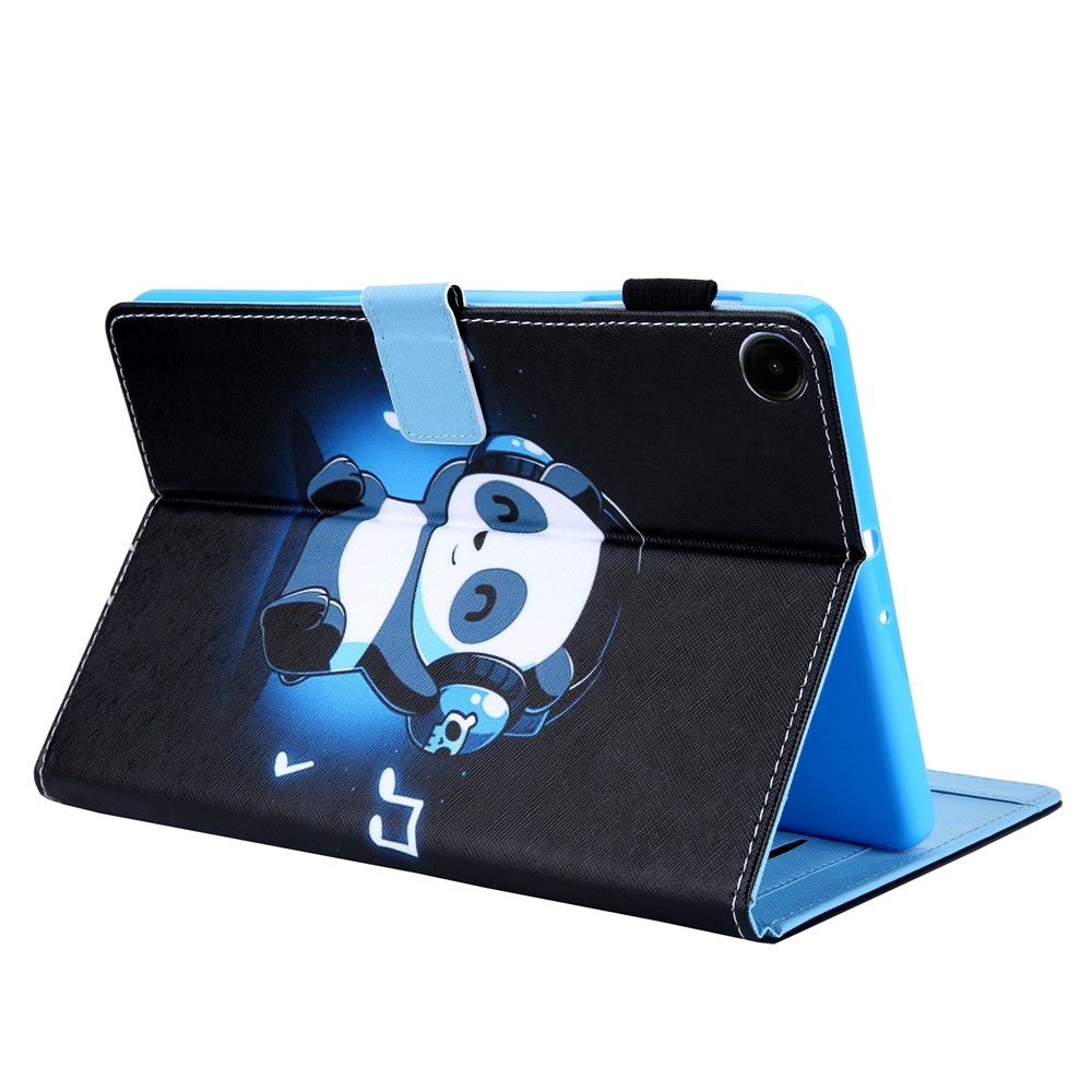 Stílusos, intelligens, zárható tok Samsung Galaxy Tab A11+/Tab A9+ - panda fejhallgatóval