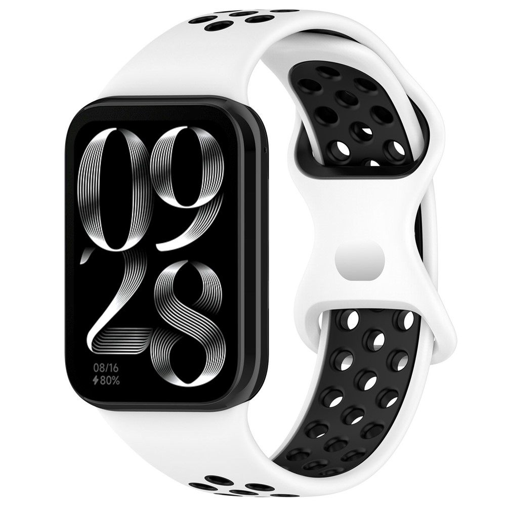 Stílusos szilikon karkötő a Xiaomi Smart Band 10 Pro/9 Pro/8 Pro/Redmi Watch 6/5/4 készülékekhez – fehér/fekete