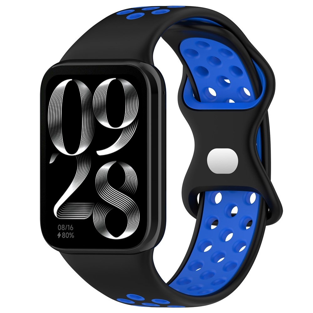 Stílusos szilikon karkötő a Xiaomi Smart Band 10 Pro/9 Pro/8 Pro/Redmi Watch 6/5/4 készülékekhez – fekete/kék