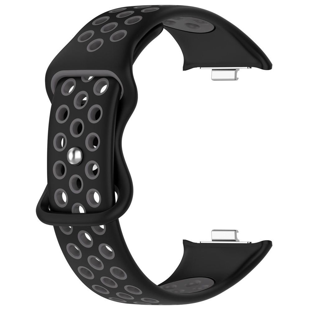 Stílusos szilikon karkötő a Xiaomi Smart Band 10 Pro/9 Pro/8 Pro/Redmi Watch 6/5/4 készülékekhez – fekete/szürke