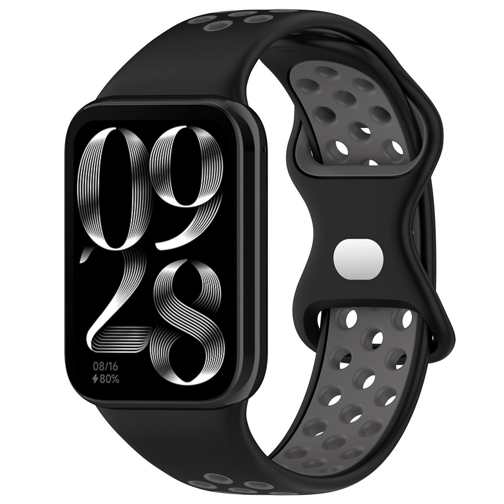 Stílusos szilikon karkötő a Xiaomi Smart Band 10 Pro/9 Pro/8 Pro/Redmi Watch 6/5/4 készülékekhez – fekete/szürke
