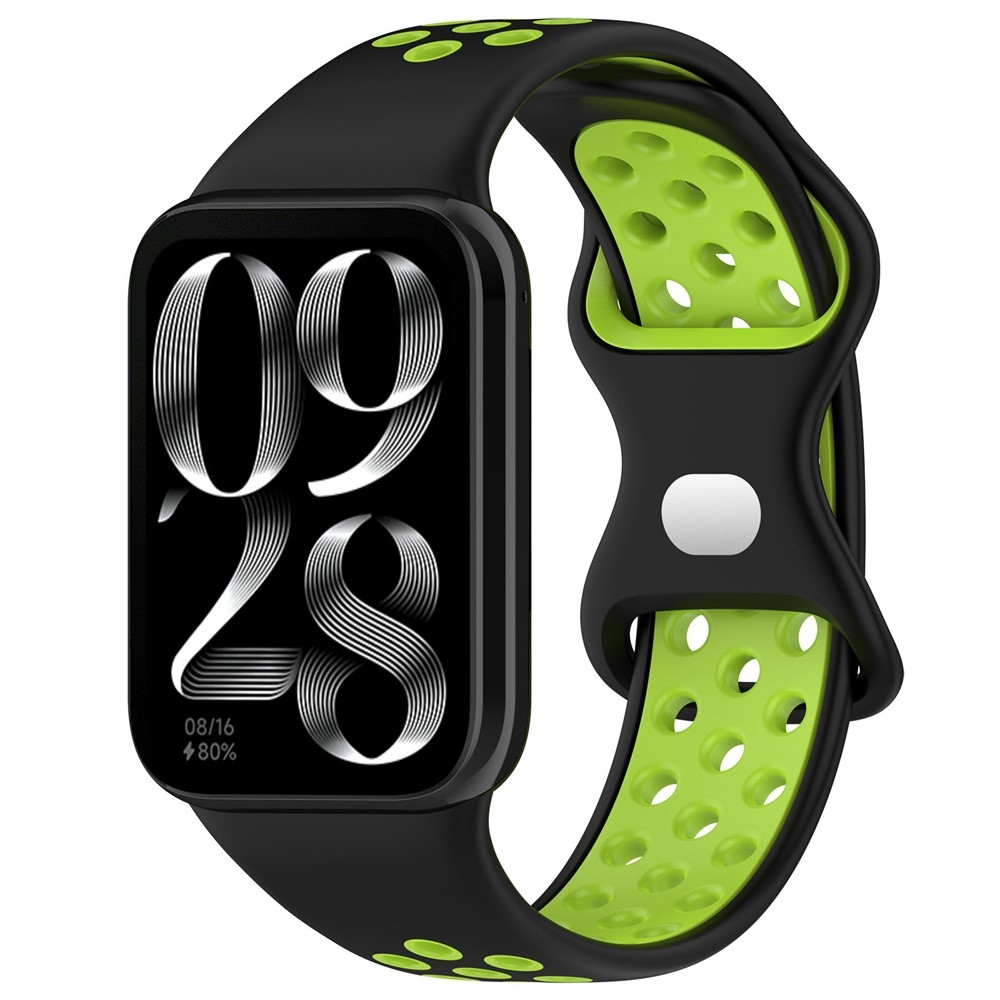 Stílusos szilikon karkötő a Xiaomi Smart Band 10 Pro/9 Pro/8 Pro/Redmi Watch 6/5/4 készülékekhez – fekete/zöld