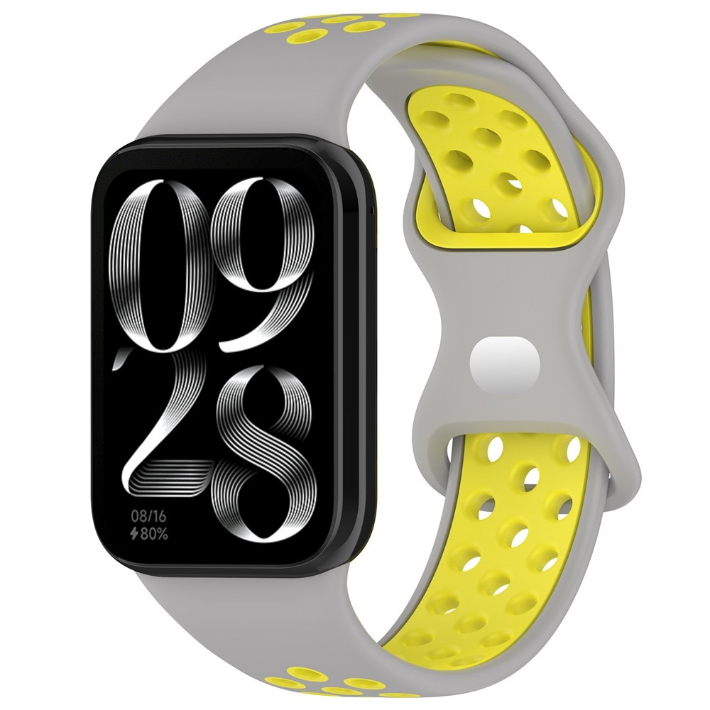 Stílusos szilikon karkötő a Xiaomi Smart Band 10 Pro/9 Pro/8 Pro/Redmi Watch 6/5/4 készülékekhez – szürke/sárga