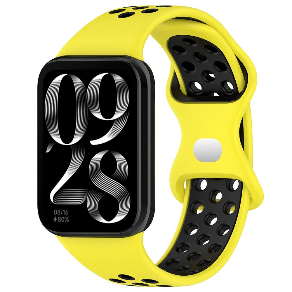 Stílusos szilikon karkötő a Xiaomi Smart Band 10 Pro/9 Pro/8 Pro/Redmi Watch 6/5/4 modellekhez – sárga/fekete