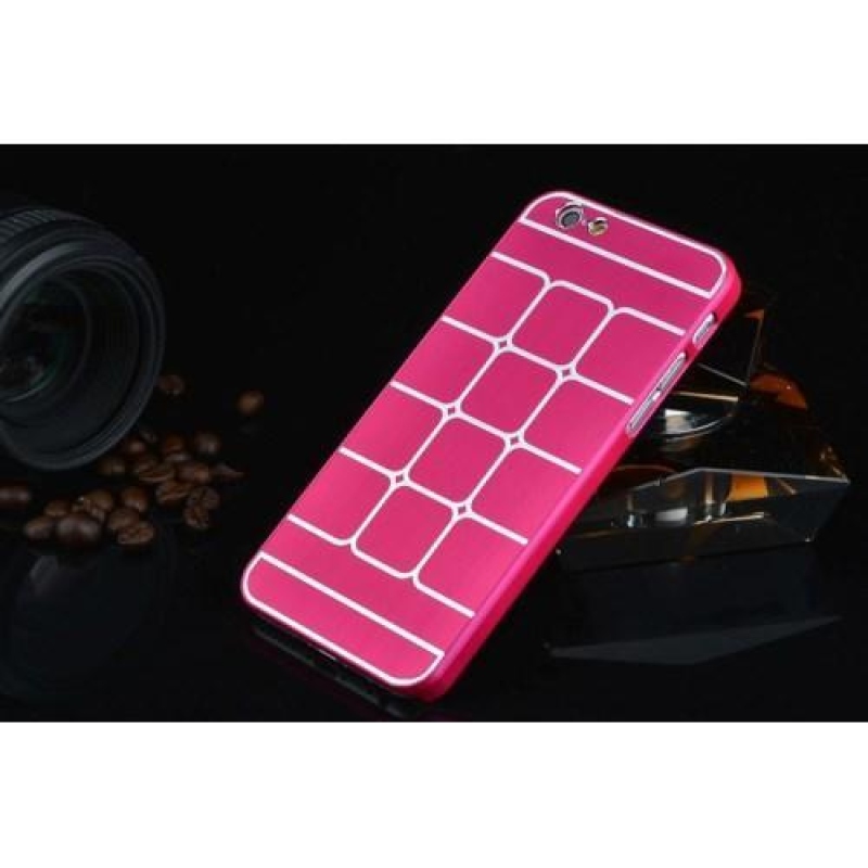Stílusos borítás fém hátlappal iPhone 6 Plus és 6s Plus készülékhez - rózsaszínű