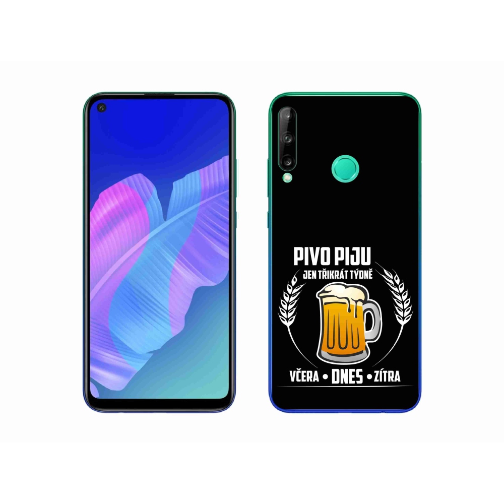 Gél borító mmCase a Huawei P40 Lite E készülékhez - sör motívum fekete háttérrel