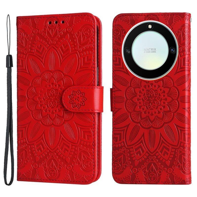 Napraforgó könyvtáska Honor Magic 5 Lite 5G-hez - piros