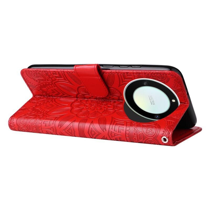 Napraforgó könyvtáska Honor Magic 5 Lite 5G-hez - piros