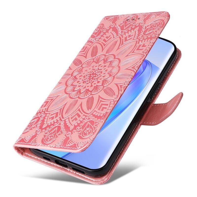 Napraforgó könyv tok Honor Magic 5 Lite 5G - rózsaszínű