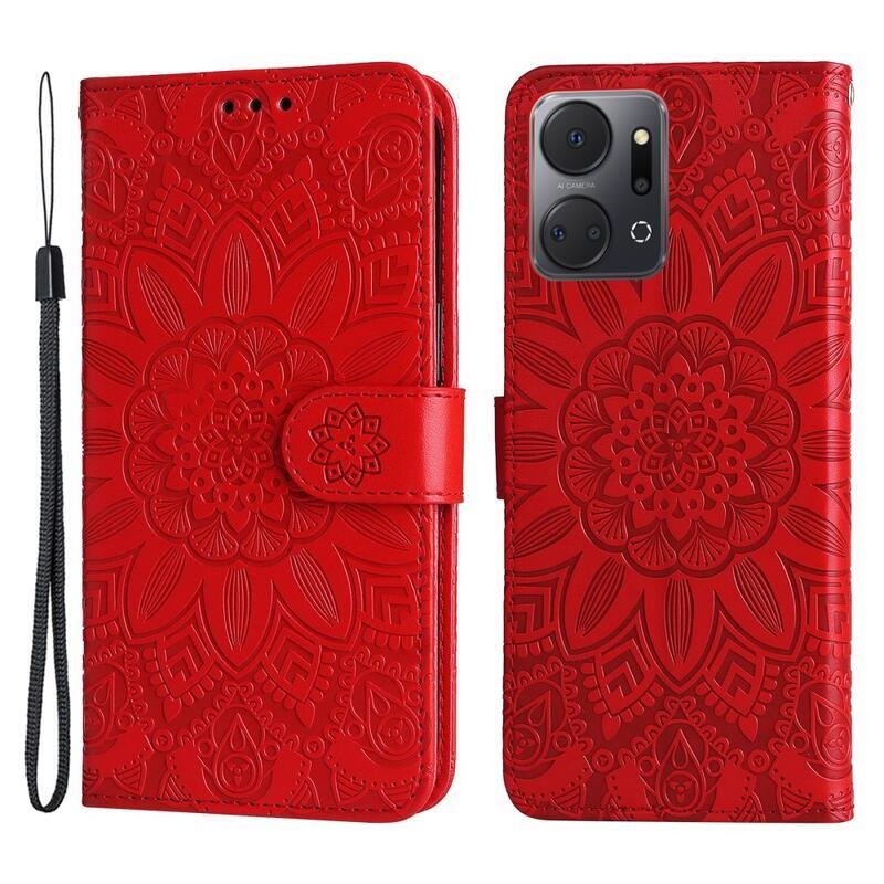 Napraforgó könyvtáska Honor X7a készülékhez - piros