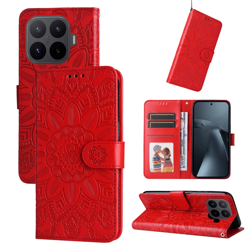 Napraforgó könyv tok Xiaomi 17T-hez - piros