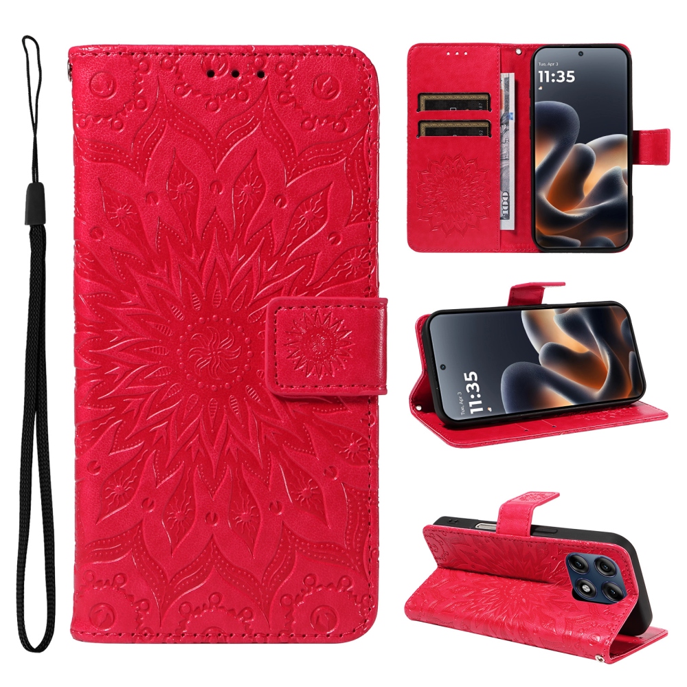 Sunflower könyvformájú tok a Motorola Edge 70 Pro 5G-hez – piros