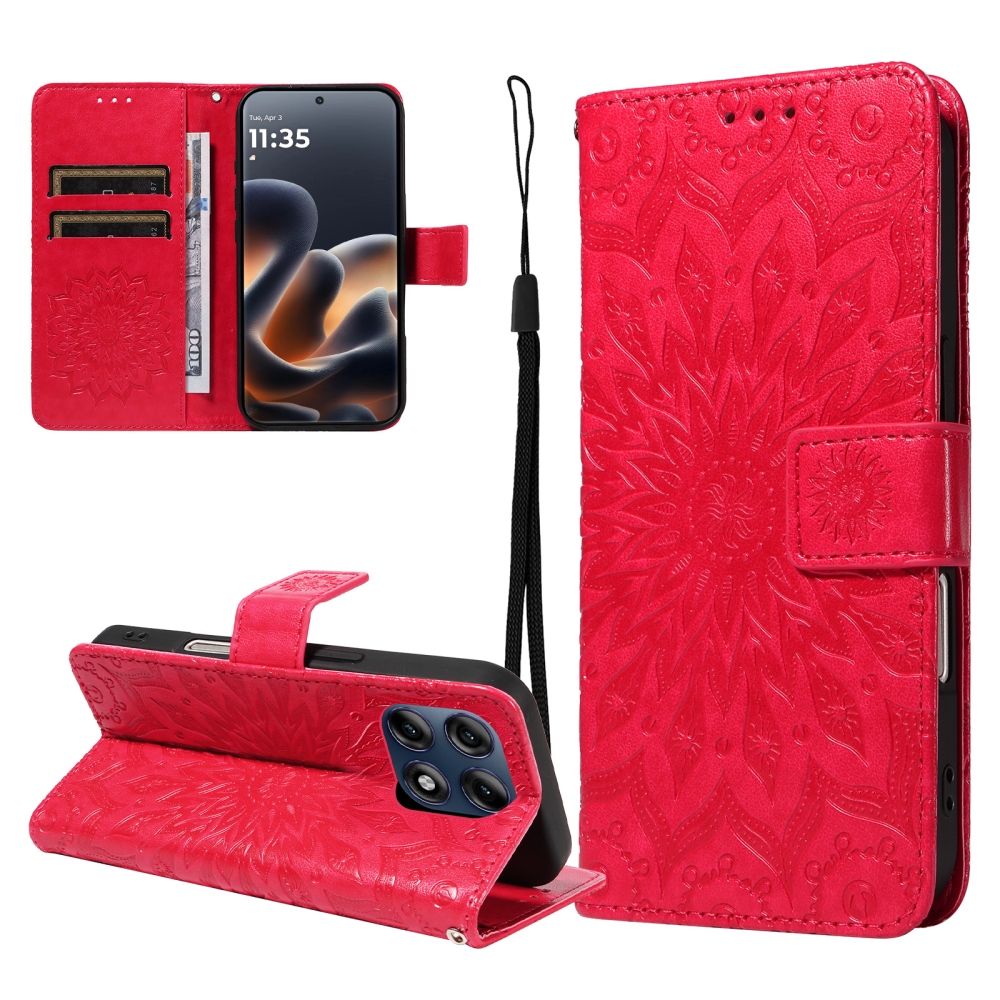 Sunflower könyvformájú tok a Motorola Edge 70 Pro 5G-hez – piros