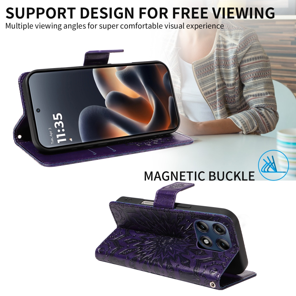 Sunflower könyvformájú tok a Motorola Edge 70 Pro 5G-hez – lila