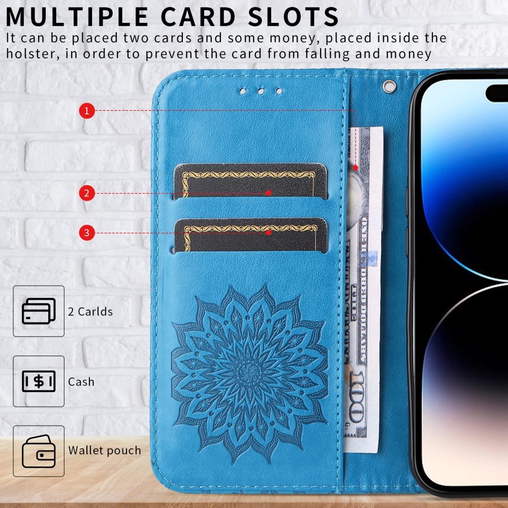 Sunflower könyvhátú tok a Motorola Edge 70 Pro 5G-hez – kék