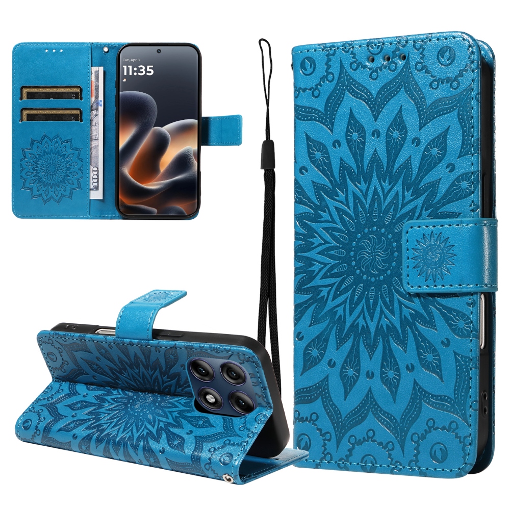 Sunflower könyvhátú tok a Motorola Edge 70 Pro 5G-hez – kék
