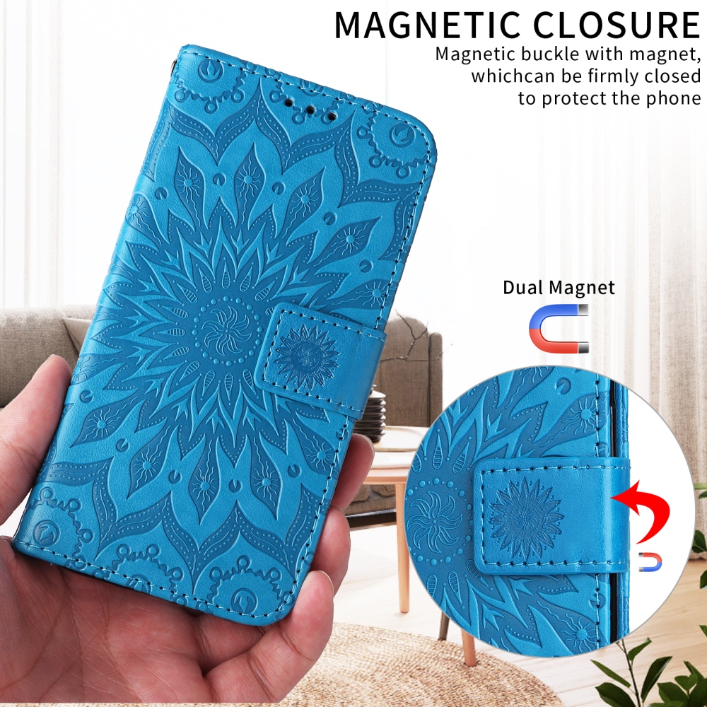 Sunflower könyvhátú tok a Motorola Edge 70 Pro 5G-hez – kék