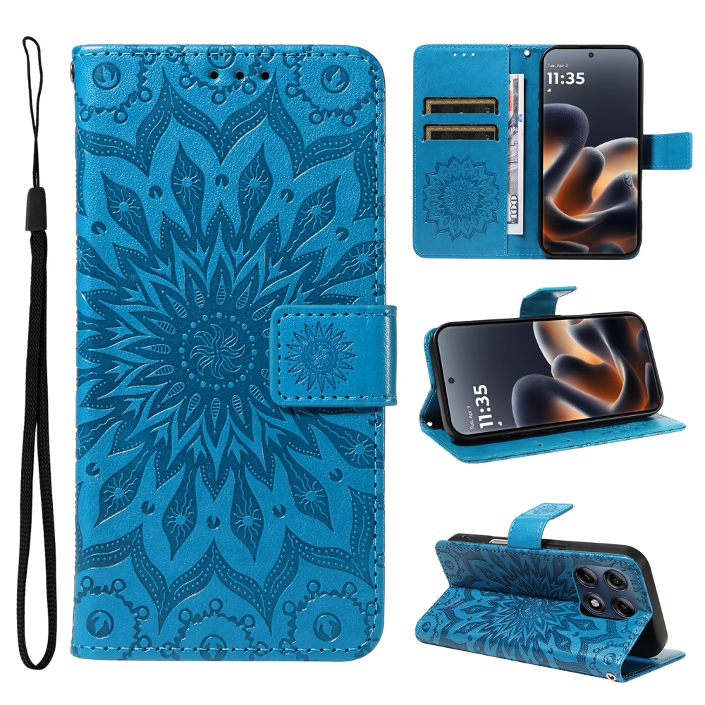 Sunflower könyvhátú tok a Motorola Edge 70 Pro 5G-hez – kék
