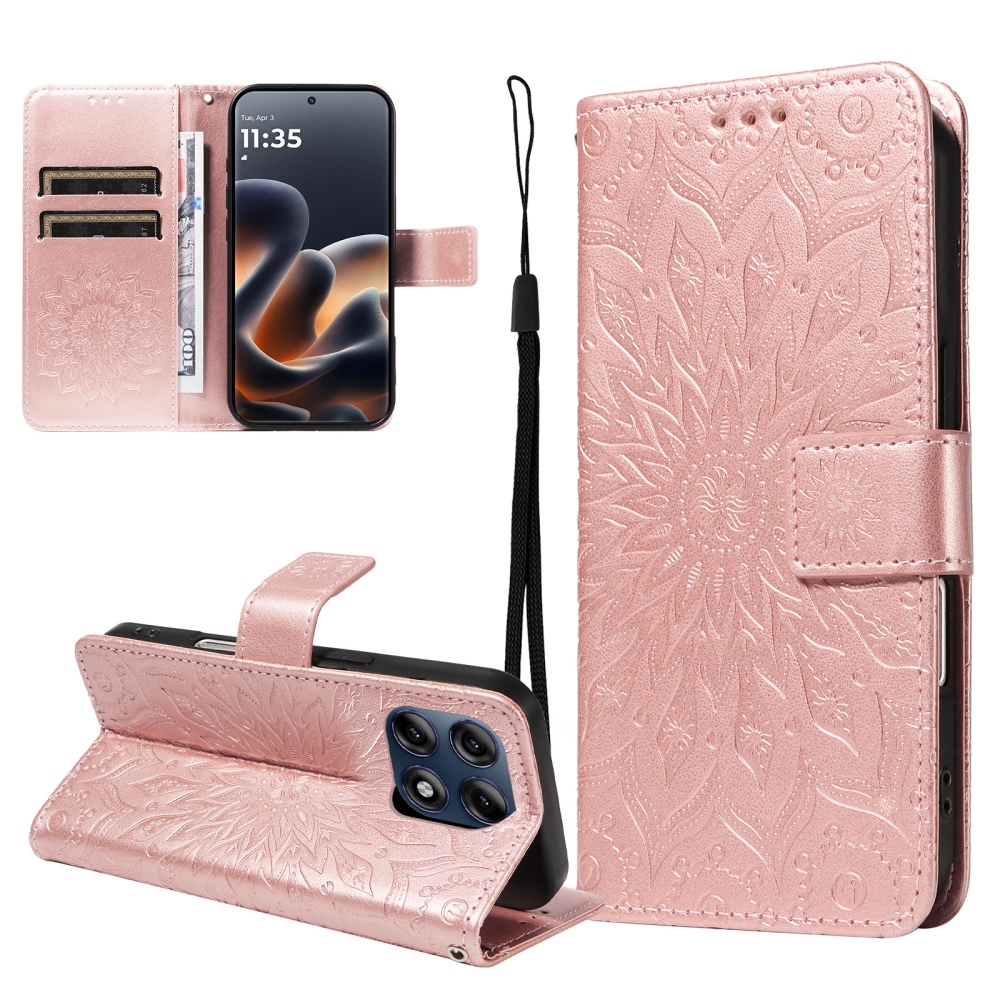 Sunflower könyvformájú tok a Motorola Edge 70 Pro 5G-hez – rózsaszín-arany