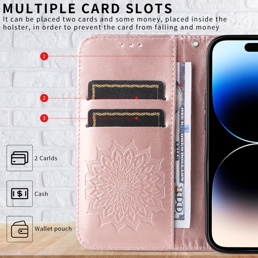 Sunflower könyvformájú tok a Motorola Edge 70 Pro 5G-hez – rózsaszín-arany
