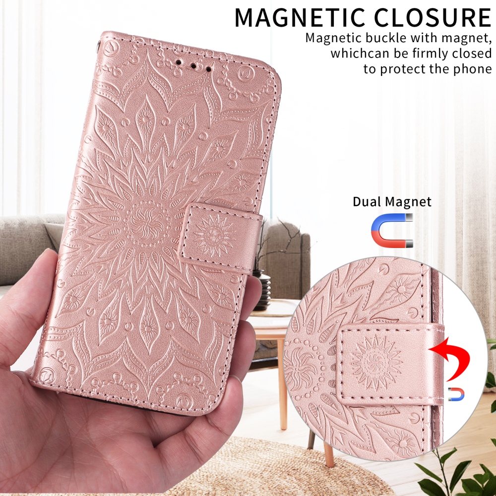 Sunflower könyvformájú tok a Motorola Edge 70 Pro 5G-hez – rózsaszín-arany