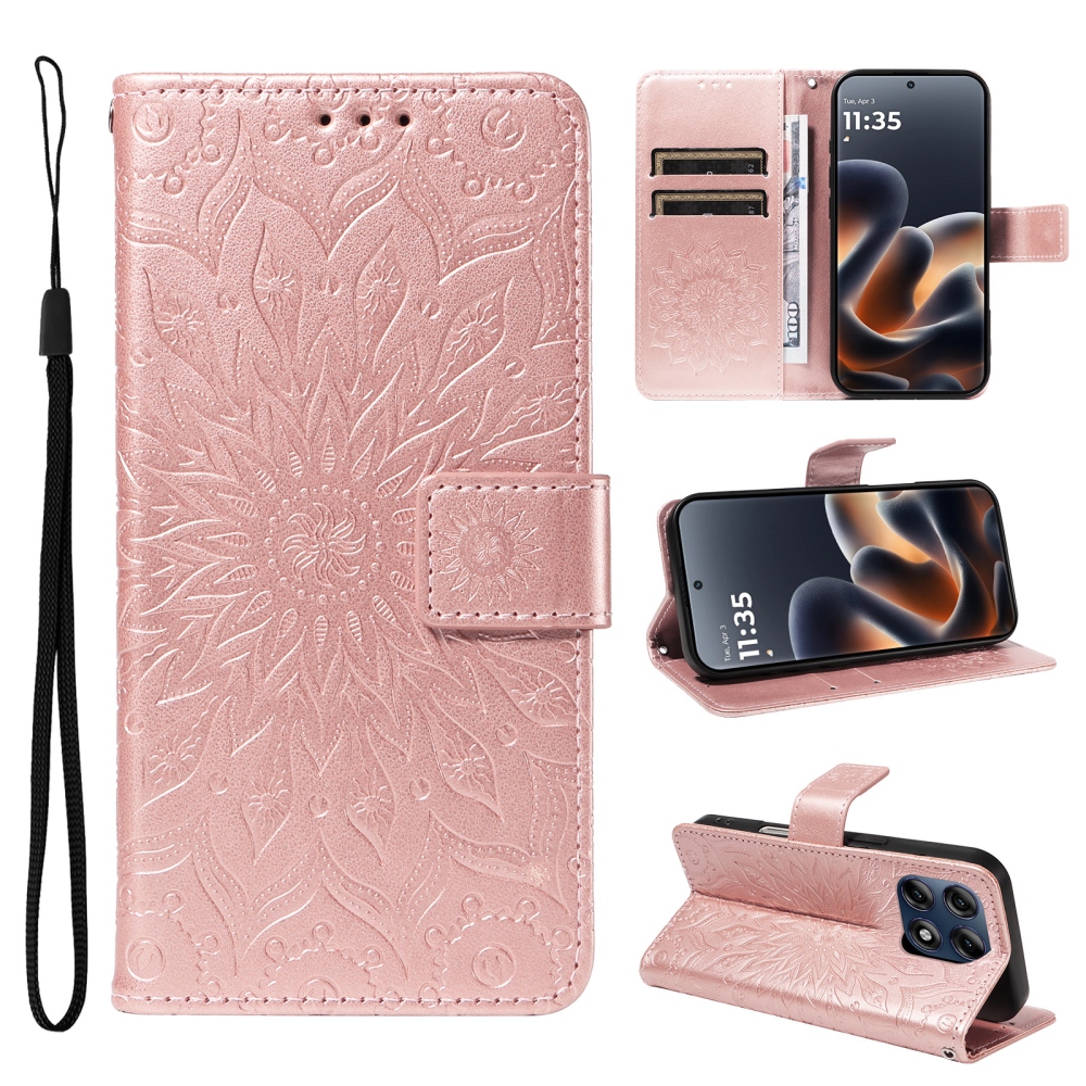 Sunflower könyvformájú tok a Motorola Edge 70 Pro 5G-hez – rózsaszín-arany