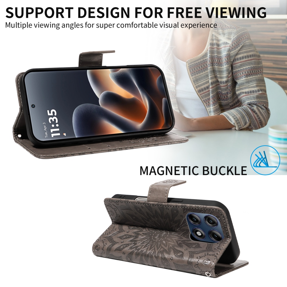 Sunflower könyvformájú tok a Motorola Edge 70 Pro 5G-hez – szürke